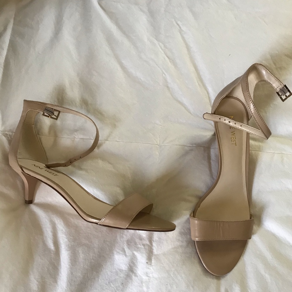 Nine West nude, heeled sandals.